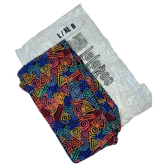LuLaRoe Geometric Kid's Leggings L/XL NEW Black Multi Color Buttery Soft - Picture 3 of 9